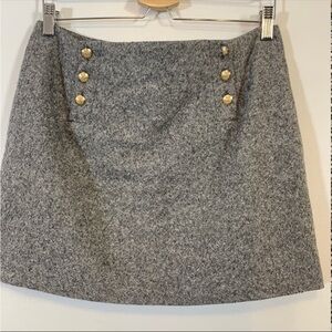 Madewell et Sezane wool blend Gray Mini Skirt with Gold Accents